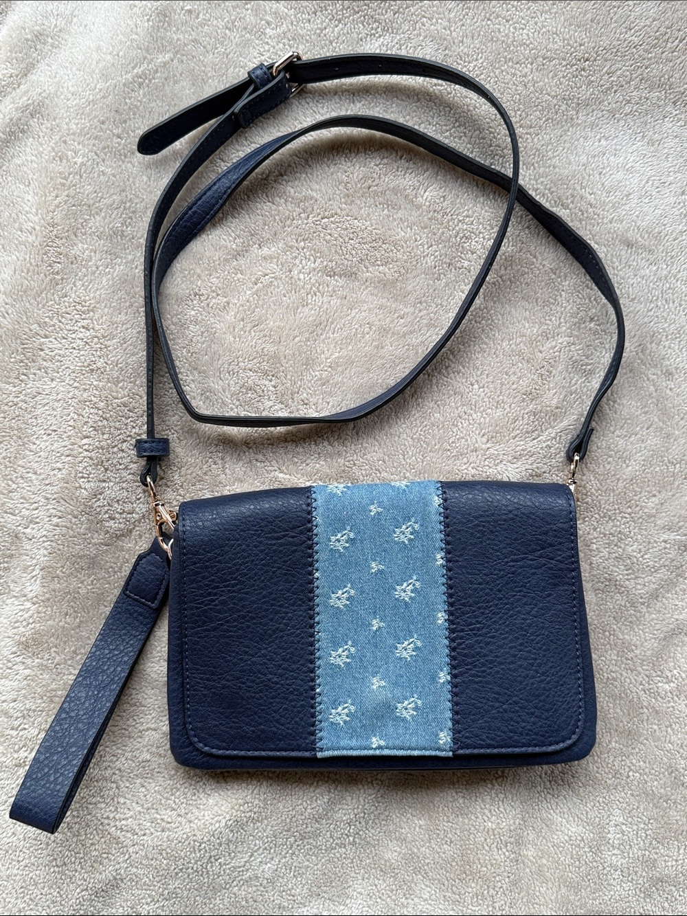 Market and Spruce Blue with Denim Detail Crossbody / Wristlet Purse